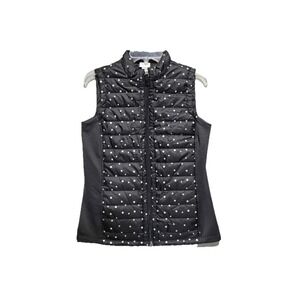 Weekends by Chico's‎ Dappled Dot & Solid Vest 1 Medium Pockets Black White